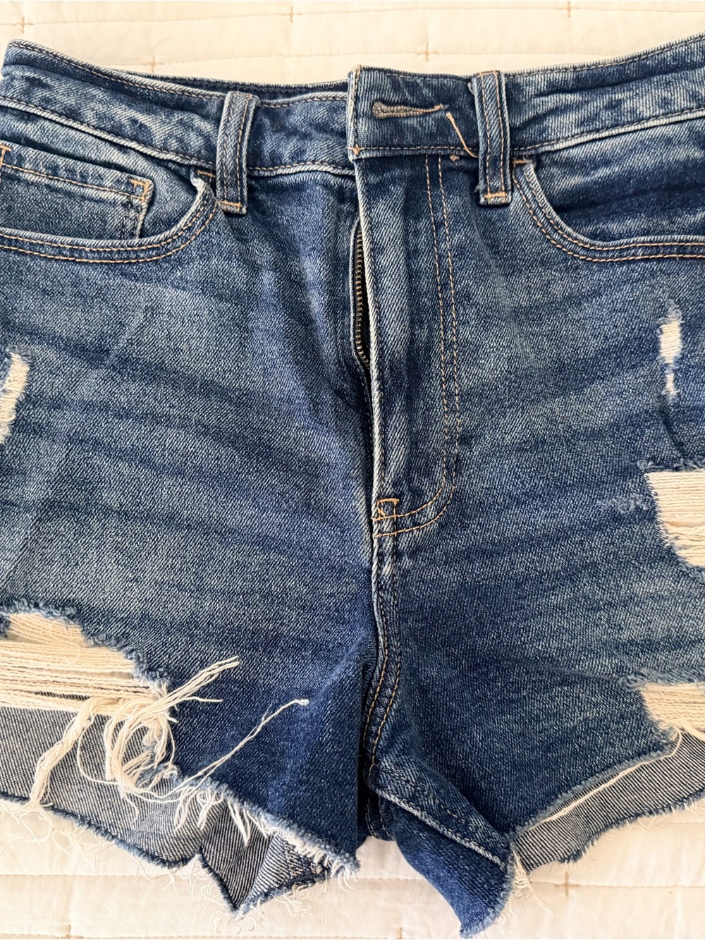 Hollister Distressed Blue Denim Women's Jean Shorts